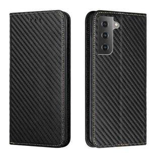 For Samsung Galaxy S23 5G Carbon Fiber Texture Magnetic Flip Leather Phone Case(Black)