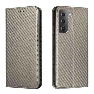 For Samsung Galaxy S23 5G Carbon Fiber Texture Magnetic Flip Leather Phone Case(Grey)