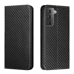 For Samsung Galaxy S23+ 5G Carbon Fiber Texture Magnetic Flip Leather Phone Case(Black)