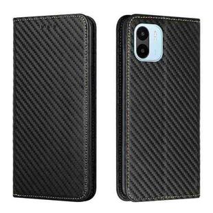 For Xiaomi Redmi A1 Carbon Fiber Texture Magnetic Flip Leather Phone Case(Black)