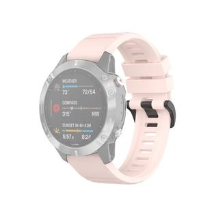 For Garmin Fenix 6 22mm Quick Release Official Texture Wrist Strap Watchband with Plastic Button(Light Pink)