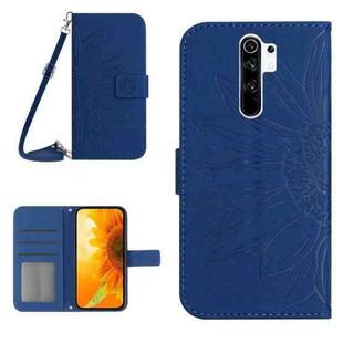 For Xiaomi Redmi 9 / POCO M2 Skin Feel Sun Flower Pattern Flip Leather Phone Case with Lanyard(Dark Blue)