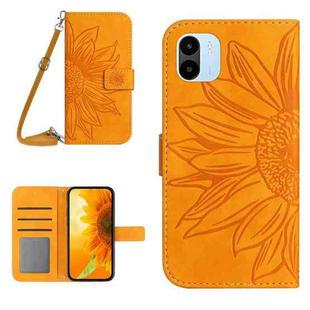 For Xiaomi Redmi A1 Skin Feel Sun Flower Pattern Flip Leather Phone Case with Lanyard(Yellow)