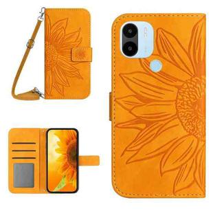 For Xiaomi Redmi A1+ Skin Feel Sun Flower Pattern Flip Leather Phone Case with Lanyard(Yellow)