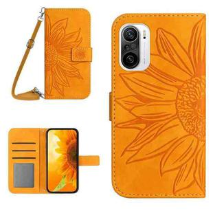 For Xiaomi Redmi K40 / K40 Pro / Poco F3 / F3 Pro / 11i / 11X / 11X Pro Skin Feel Sun Flower Pattern Flip Leather Phone Case with Lanyard(Yellow)