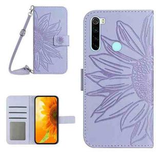 For Xiaomi Redmi Note 8 / Note 8 2021 Skin Feel Sun Flower Pattern Flip Leather Phone Case with Lanyard(Purple)