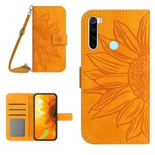 For Xiaomi Redmi Note 8 / Note 8 2021 Skin Feel Sun Flower Pattern Flip Leather Phone Case with Lanyard(Yellow)