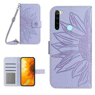 For Xiaomi Redmi Note 8T Skin Feel Sun Flower Pattern Flip Leather Phone Case with Lanyard(Purple)