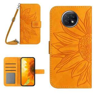 For Xiaomi Redmi Note 9T Skin Feel Sun Flower Pattern Flip Leather Phone Case with Lanyard(Yellow)