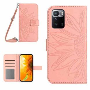 For Xiaomi Redmi Note 10 Pro 5G / Poco X3 GT Skin Feel Sun Flower Pattern Flip Leather Phone Case with Lanyard(Pink)