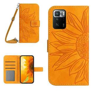 For Xiaomi Redmi Note 10 Pro 5G / Poco X3 GT Skin Feel Sun Flower Pattern Flip Leather Phone Case with Lanyard(Yellow)