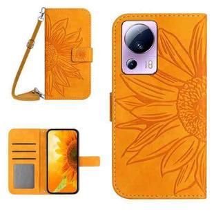 For Xiaomi Civi 2 / 12 Lite NE Skin Feel Sun Flower Pattern Flip Leather Phone Case with Lanyard(Yellow)