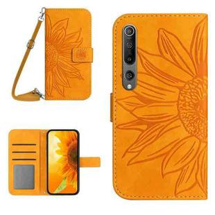 For Xiaomi Mi 10 / Mi 10 Pro Skin Feel Sun Flower Pattern Flip Leather Phone Case with Lanyard(Yellow)