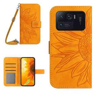 For Xiaomi Mi 11 Ultra Skin Feel Sun Flower Pattern Flip Leather Phone Case with Lanyard(Yellow)