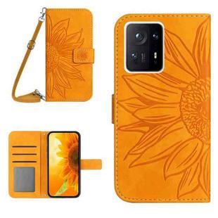 For Xiaomi Mi Mix 4 Skin Feel Sun Flower Pattern Flip Leather Phone Case with Lanyard(Yellow)