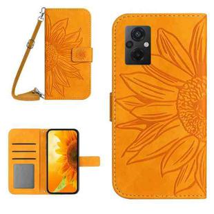 For Xiaomi Poco M5 / Poco M4 5G Skin Feel Sun Flower Pattern Flip Leather Phone Case with Lanyard(Yellow)