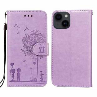 For iPhone 14 / 13 Dandelion Embossing Flip Leather Phone Case(Purple)