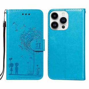 For iPhone 14 Pro Dandelion Embossing Flip Leather Phone Case(Blue)