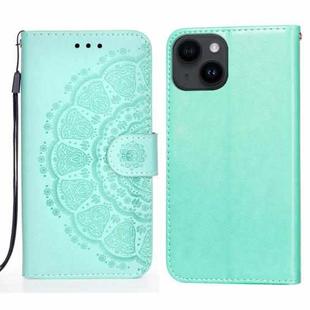 For iPhone 14 / 13 Totems Embossing Flip Leather Phone Case(Green)
