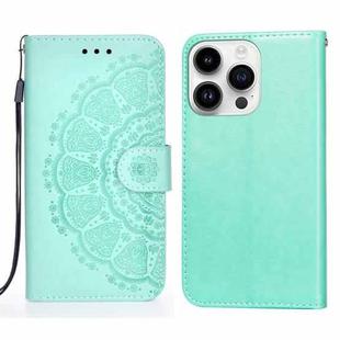 For iPhone 14 Pro Totems Embossing Flip Leather Phone Case(Green)