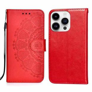 For iPhone 14 Pro Totems Embossing Flip Leather Phone Case(Red)