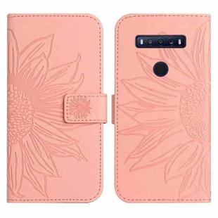 For TCL 10 SE Skin Feel Sun Flower Pattern Flip Leather Phone Case with Lanyard(Pink)