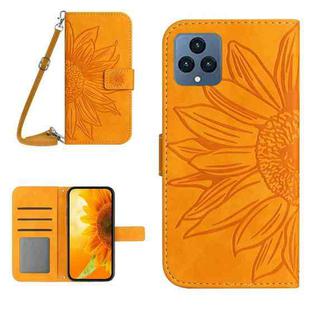 For T-Mobile Revvl 6 5G Skin Feel Sun Flower Pattern Flip Leather Phone Case with Lanyard(Yellow)