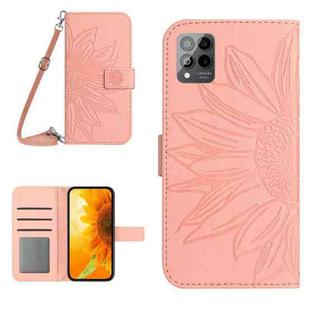 For T-Mobile Revvl 6 Pro 5G Skin Feel Sun Flower Pattern Flip Leather Phone Case with Lanyard(Pink)