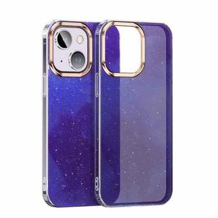For iPhone 12 Pro Max Watercolor Series Glitter Transparent Phone Case(Ink Blue)