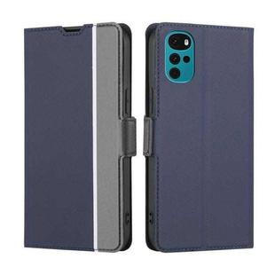 For Motorola Moto E32 India/E22s 4G Global Twill Texture Side Buckle Leather Phone Case(Blue)