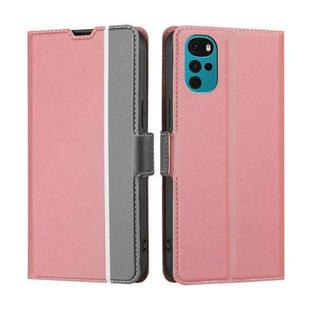 For Motorola Moto E32 India/E22s 4G Global Twill Texture Side Buckle Leather Phone Case(Pink)