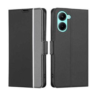For Realme C33 4G Twill Texture Side Buckle Leather Phone Case(Black)
