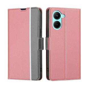 For Realme C33 4G Twill Texture Side Buckle Leather Phone Case(Pink)