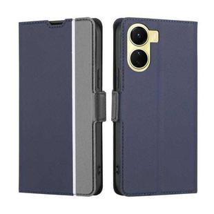 For vivo Y16 4G/Y02s 4G Twill Texture Side Buckle Leather Phone Case(Blue)