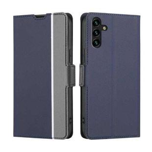 For Samsung Galaxy A04s Twill Texture Side Buckle Leather Phone Case(Blue)