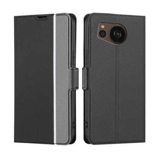 For Sharp Aquos sense7 Plus Twill Texture Side Buckle Leather Phone Case(Black)