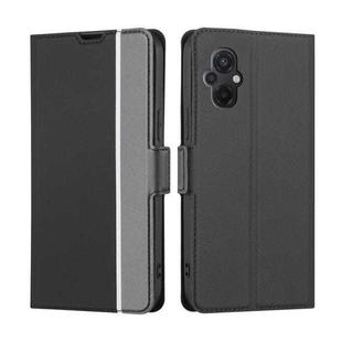 For Xiaomi Poco M5 4G Twill Texture Side Buckle Leather Phone Case(Black)