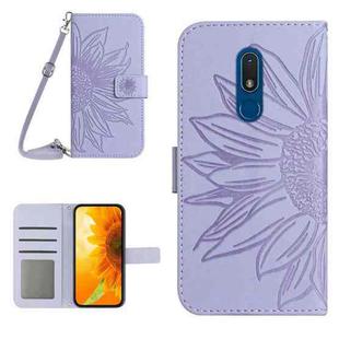 For Nokia C3 Skin Feel Sun Flower Pattern Flip Leather Phone Case with Lanyard(Purple)