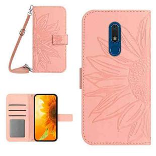 For Nokia C3 Skin Feel Sun Flower Pattern Flip Leather Phone Case with Lanyard(Pink)