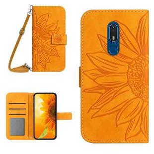 For Nokia C3 Skin Feel Sun Flower Pattern Flip Leather Phone Case with Lanyard(Yellow)