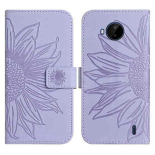 For Nokia C20 Plus Skin Feel Sun Flower Pattern Flip Leather Phone Case with Lanyard(Purple)