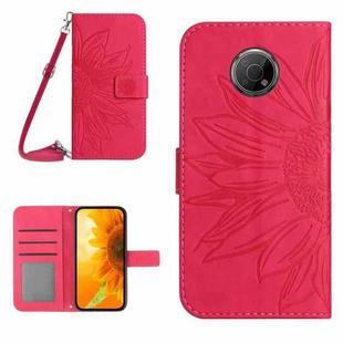 For Nokia G50 5G Skin Feel Sun Flower Pattern Flip Leather Phone Case with Lanyard(Rose Red)