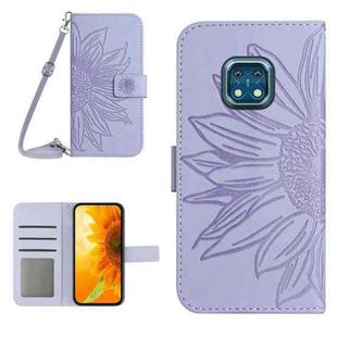 For Nokia XR20 Skin Feel Sun Flower Pattern Flip Leather Phone Case with Lanyard(Purple)