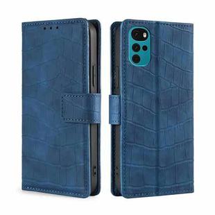 For Motorola Moto E32 India/E22s 4G Global Skin Feel Crocodile Magnetic Clasp Leather Phone Case(Blue)