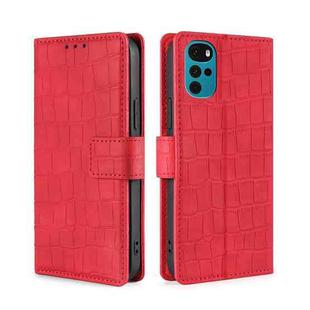 For Motorola Moto E32 India/E22s 4G Global Skin Feel Crocodile Magnetic Clasp Leather Phone Case(Red)