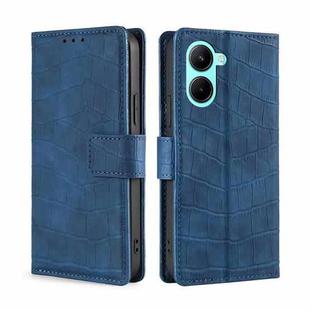 For Realme C33 4G Skin Feel Crocodile Magnetic Clasp Leather Phone Case(Blue)