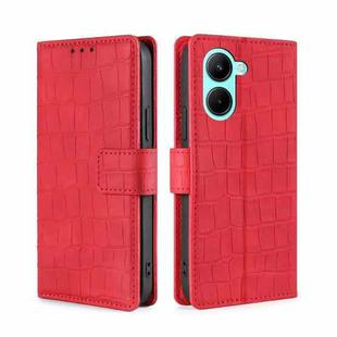 For Realme C33 4G Skin Feel Crocodile Magnetic Clasp Leather Phone Case(Red)