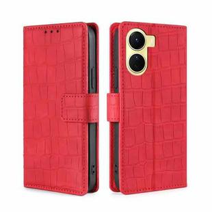 For vivo Y16 4G/Y02s 4G Skin Feel Crocodile Magnetic Clasp Leather Phone Case(Red)