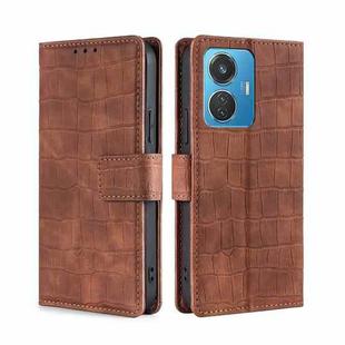 For vivo Y55 4G Skin Feel Crocodile Magnetic Clasp Leather Phone Case(Brown)