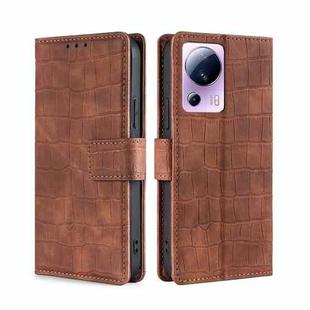 For Xiaomi Civi 2 5G Skin Feel Crocodile Magnetic Clasp Leather Phone Case(Brown)